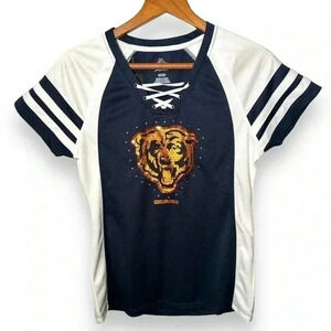NWT NFL Women's Chicago Bears Majestic Navy Blue Draft Me VII T-Shirt  S